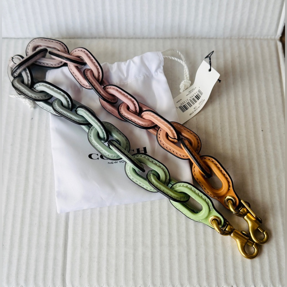 COACH Pastel Ombré Leather Covered Short Chain Strap